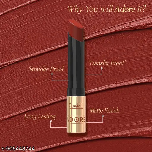 Glam21 Adore Creamy Matte Lipstick for Women | Pack of 2 | 3.5g Each | Smudge & Transfer-Proof | Intense Color & Bold Finish | Smooth, Lightweight & Up to 12H Stay | Shade -Nude Caramel &Pink Orchid