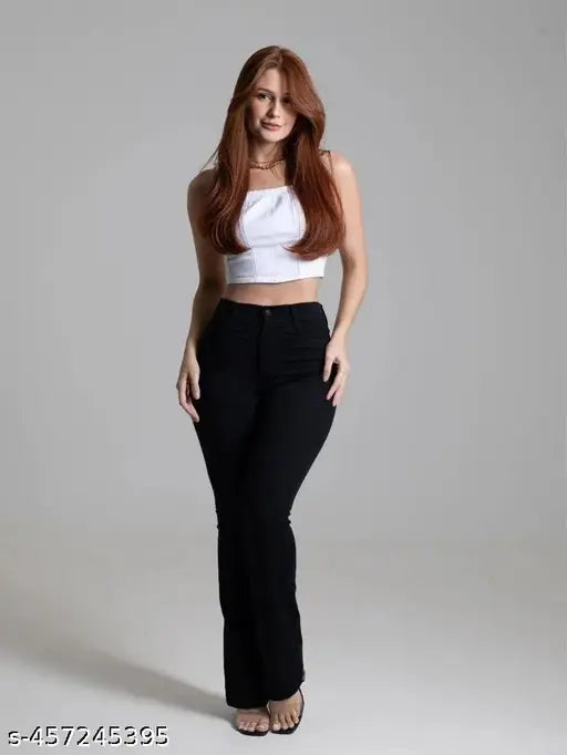 H&H Women BLACK Jean Bootcut High-Rise Clean Look Stretchable Jeans