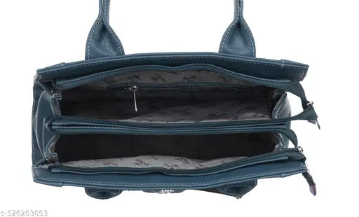 Fostelo Women's Vegan Leather Ocean Side Handbag Shoulder Bag Ladies Purse (Blue) (Large)