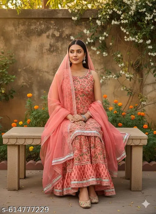 A-line styl sharara set