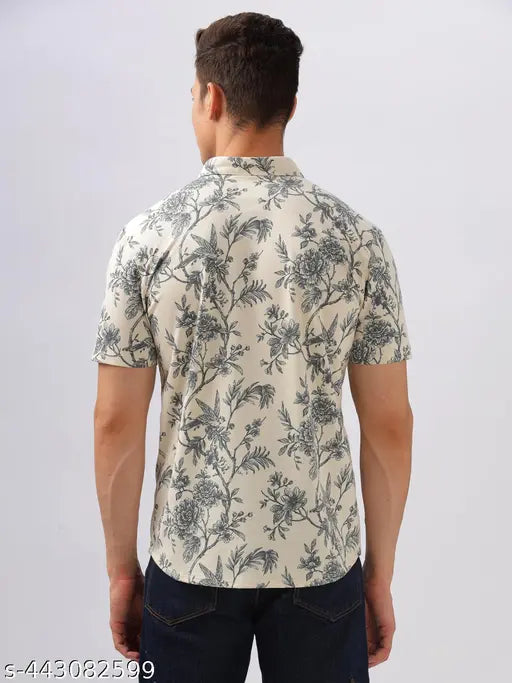 Bullmer Men's Floral Regular Spread Collar Multicolor Shirts