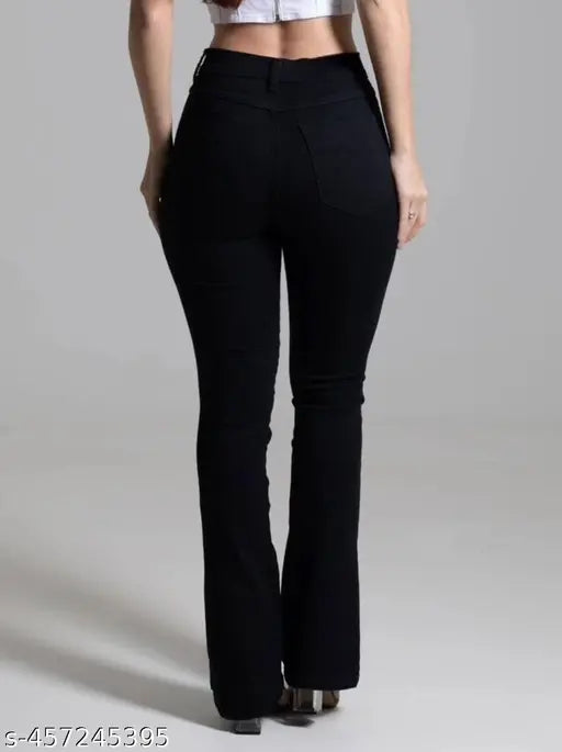 H&H Women BLACK Jean Bootcut High-Rise Clean Look Stretchable Jeans