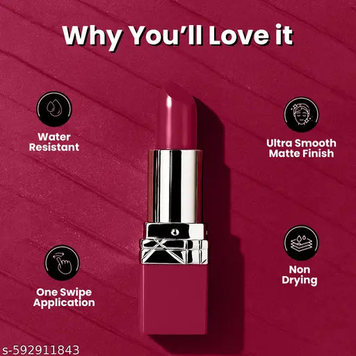 Seven Seas Fiery Lips Matte Lipstick Long Lasting Light Weight Super Matte Lipstick (Chestnut Rose 2,3.5g)