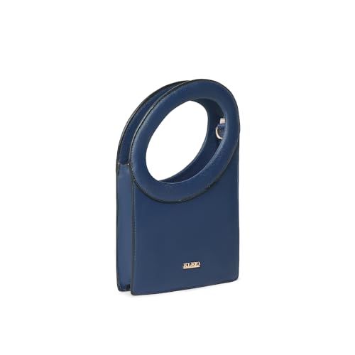 KLEIO Faux Leather Scupltural Shaped Top Handle Handbag with Detachable Sling for Women Ladies (ROYAL BLUE) - SaumyasStore