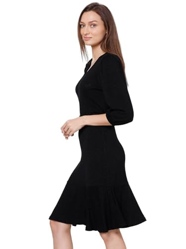 VERO MODA Women's Viscose A-Line Knee-Length Dress (Jet Black) - SaumyasStore