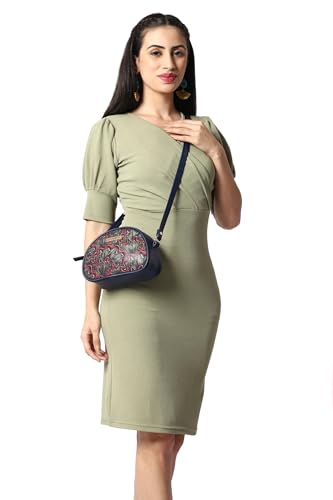 SACCI MUCCI Printed Handcrafted Crossbody Rainbow Sling Bag, Sling Bag for Women Ladies Single Shoulder Bag -Aquatic Mushrooms (Blue) - SaumyasStore