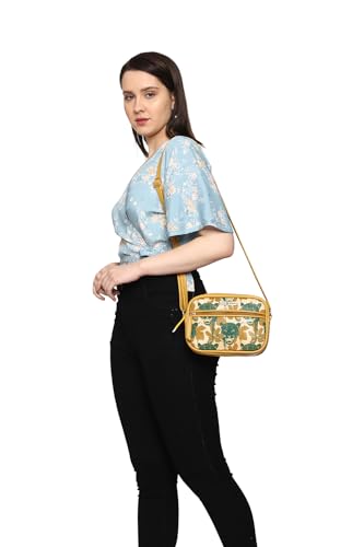 SACCI MUCCI Boxy Shoulder Sling Crossbody Bag for Women, Stylish Sling Bag For Girls, Ladies Purse, Shoulder Bag, Gift for Girls - Wild Print (Mustard) - SaumyasStore