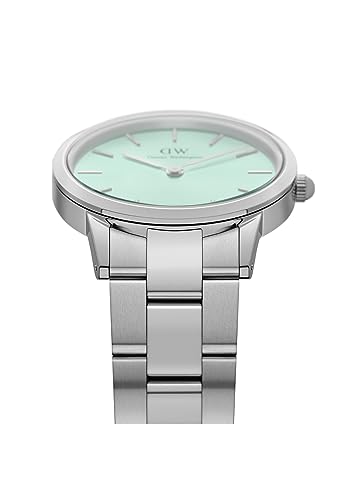 Daniel Wellington Iconic Link Mint 36mm Green Dial Silver Unisex Watch - SaumyasStore