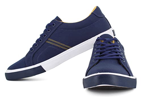 Sparx Men  Navy Blue Golden Yellow Casual Shoes - SaumyasStore