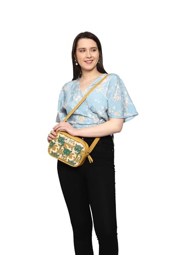 SACCI MUCCI Stylish Box Sling Bag for girls | Side Purse for Women Stylish Latest | Cross Body Sling Box Bags for Girls - Wild Print (Mustard) - SaumyasStore