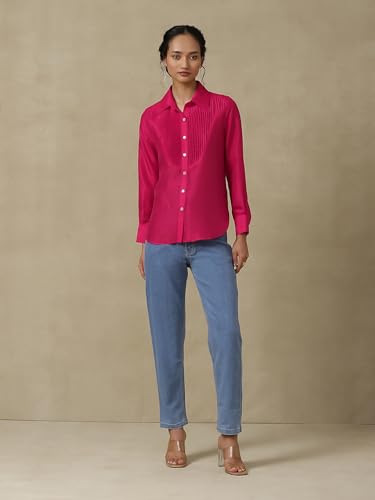 Aarke Ritu Kumar Magenta Solid Shirt - SaumyasStore