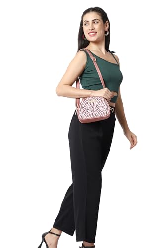 SACCI MUCCI Printed Handcrafted Crossbody Rainbow sling bag, Sling Bag for Women Ladies Single Shoulder Bag - Wave Botanical (Blush) - SaumyasStore