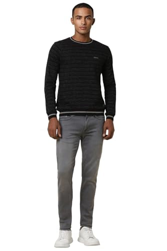 Allen Solly Men's Cotton Classic Pullover Sweater (ALSTARGFE34144_Black - SaumyasStore
