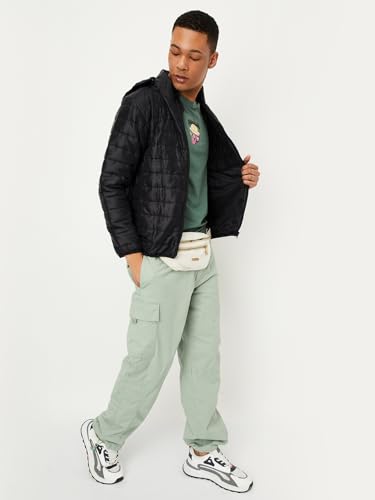 Max Men's A-Line Coat (EDCJKWI2311LT_Black_S - SaumyasStore