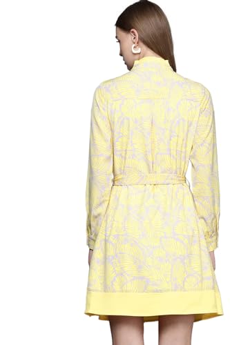 Allen Solly Women's Polyester A-Line Mid-Thigh Length Dress (Yellow) - SaumyasStore
