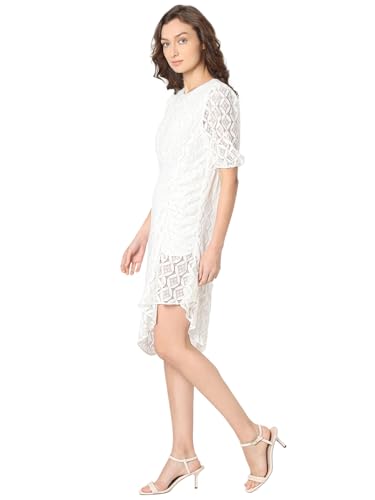 VERO MODA Women's Polyester Sheath Above The Knee Dress (Cloud Dancer) - SaumyasStore