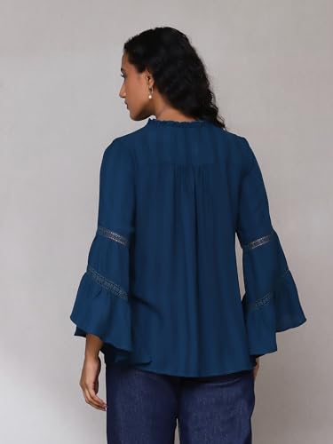 Aarke Ritu Kumar Teal Solid Top - SaumyasStore