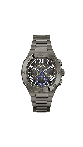 GUESS Men Gunmetal Square Stainless Steel Dial Analog Watch - SaumyasStore