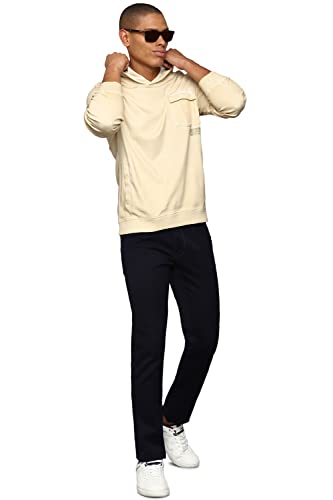 Allen Solly Solid Cotton Regular Fit Mens Sweatshirt (Beige,Large) - SaumyasStore