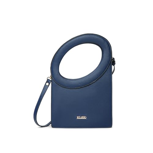 KLEIO Faux Leather Scupltural Shaped Top Handle Handbag with Detachable Sling for Women Ladies (ROYAL BLUE) - SaumyasStore