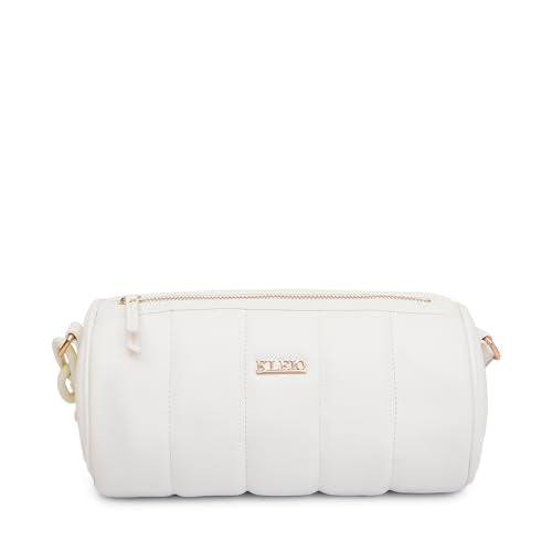 KLEIO Vegan Leather Quilted Crossbody Sling Bag For Women with Zip Closure (White) | Casual Cross body Bag for Girls for Everyday Use | Suitable for Parties, Functions, College & Office - SaumyasStore
