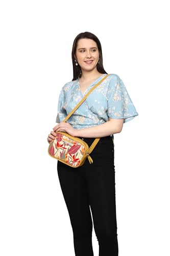 SACCI MUCCI Cross Body Sling Bag | Women's sling bag | Bags for women | Crossbody handbag | Sling handbag - Exotic Jungle (Mustard) - SaumyasStore