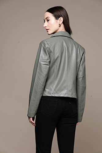 Label RITU KUMAR Sage Green Biker Jacket - SaumyasStore