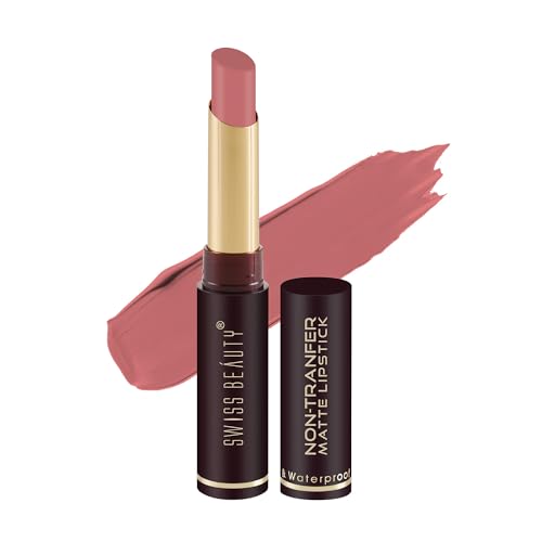 Swiss Beauty Non-Tranfer Matte Lipstick, Smooth & Waterproof, Shy Pink, 2g - SaumyasStore