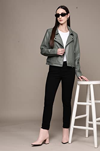 Label RITU KUMAR Sage Green Biker Jacket - SaumyasStore