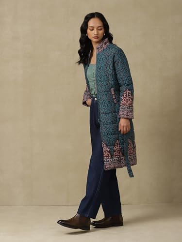 Aarke Ritu Kumar Green Quilted Jacket - SaumyasStore