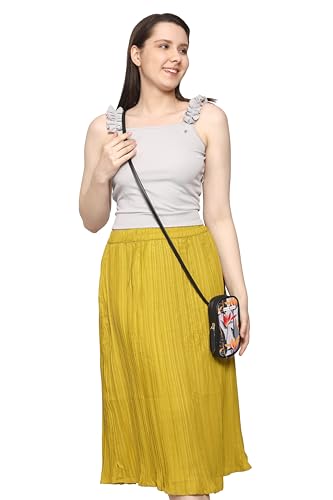 SACCI MUCCI Designer Faux Leather And Canvas Mobile Sling Bag For Women Stylish | Birthday Gift Item - Exotic Jungle (Black) - SaumyasStore