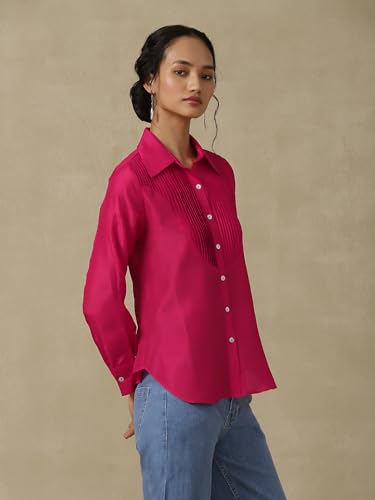Aarke Ritu Kumar Magenta Solid Shirt - SaumyasStore