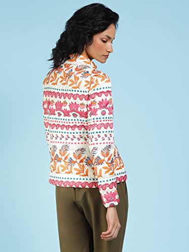 Label RITU KUMAR Women's Leaf Regular Jacket JKTDP001N30093749-OFF WHITE-M - SaumyasStore