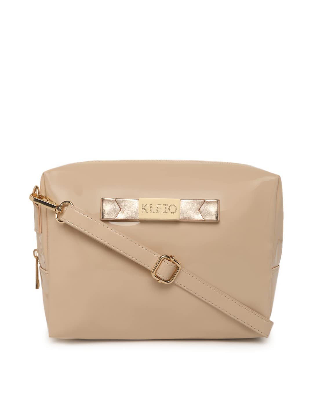 KLEIO Patent PU Leather Sling Crossbody Pouch for Women and Girls (HO8061KL-CR)(CREAM) - SaumyasStore