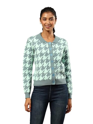 Label RITU KUMAR Grey Printed Sweater - SaumyasStore
