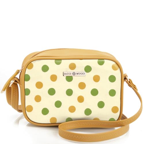 SACCI MUCCI Stylish Box Sling Bag for girls | Side Purse for Women Stylish Latest | Cross Body Sling Box Bags for Girls - Cute Polka (Mustard) - SaumyasStore