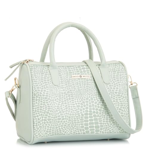 SACCI MUCCI Women's Handbag | Women's Tote Bag | Women's Top-Handle Bags | Women's Satchels | Women's Hobos & Shoulder Bags-Alligator Print (MInt Green) - SaumyasStore