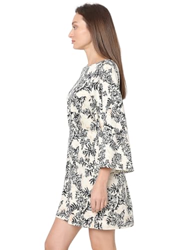 VERO MODA Women's Polyester A-Line Above The Knee Dress (Birch) - SaumyasStore