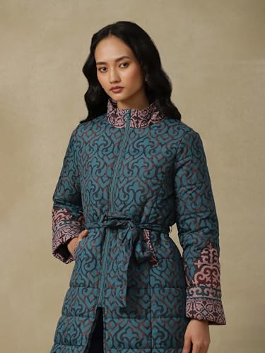 Aarke Ritu Kumar Green Quilted Jacket - SaumyasStore