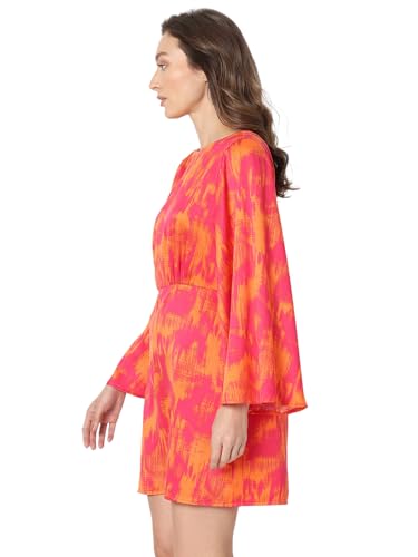 VERO MODA Women's Polyester Shift Above The Knee Dress (Pink Peacock) - SaumyasStore