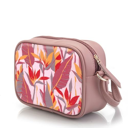 SACCI MUCCI Sling Bag for Girls/Women, Crossbody Boxy Sling Bags for Women, Side Purse | Crossbody Women's sling bag - Exotic Jungle (Blush) - SaumyasStore