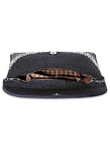 Peora Black Silver Clutch Purses for Women Handmade Evening Handbag Stylish Bridal Fashion Clutch Bag for Girls - SaumyasStore