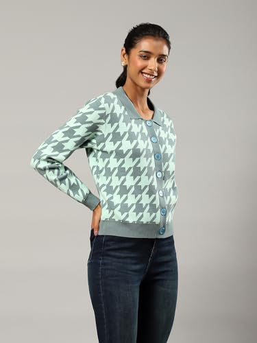 Label RITU KUMAR Grey Printed Sweater - SaumyasStore