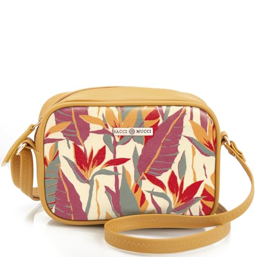 SACCI MUCCI Cross Body Sling Bag | Women's sling bag | Bags for women | Crossbody handbag | Sling handbag - Exotic Jungle (Mustard) - SaumyasStore