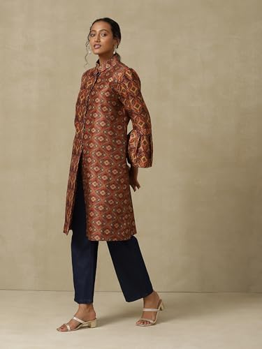Aarke Ritu Kumar Brown Printed Jacket - SaumyasStore