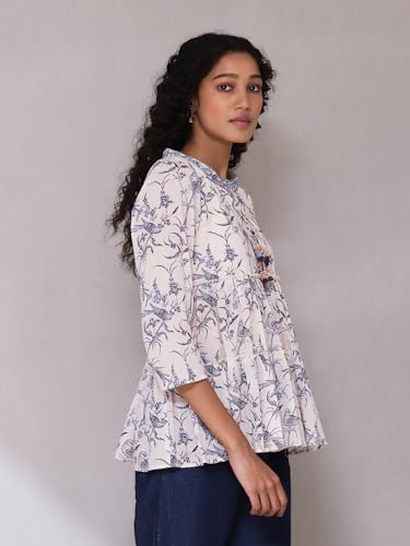 Aarke Ritu Kumar Ecru Printed Top - SaumyasStore