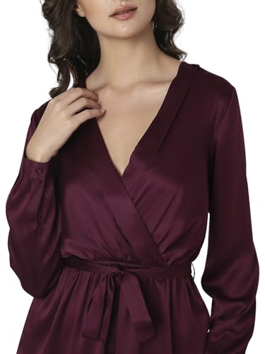 VERO MODA Women's Polyester A-Line Mid-Thigh Length Dress (Pickled Beet) - SaumyasStore