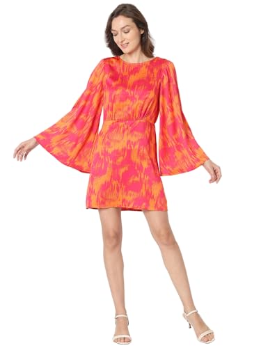 VERO MODA Women's Polyester Shift Above The Knee Dress (Pink Peacock) - SaumyasStore