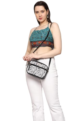 SACCI MUCCI Boxy Shoulder Sling Crossbody Bag for Women, Stylish Sling Bag For Girls, Ladies Purse, Shoulder Bag, Gift for Girls - Wave Botanical (Black) - SaumyasStore