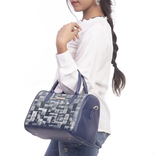 SACCI MUCCI Women's Handbag | Women's Tote Bag | Women's Top-Handle Bags | Women's Satchels- Irregular Stripes Tie Dye (Navy Blue) - SaumyasStore